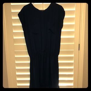 Vince navy silk drawstring dress